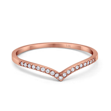 14K Rose Gold Eternity Wedding Band Ring Simulated Round Cubic Zirconia